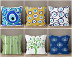 Evil Eye Pillow Cover, Good Luck Home Decor, Eyelash Modern Home Decor, Blau Ethnic Cushion, Protection Eye Pillow