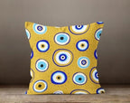 Evil Eye Pillow Cover, Good Luck Home Decor, Eyelash Modern Home Decor, Blau Ethnic Cushion, Protection Eye Pillow