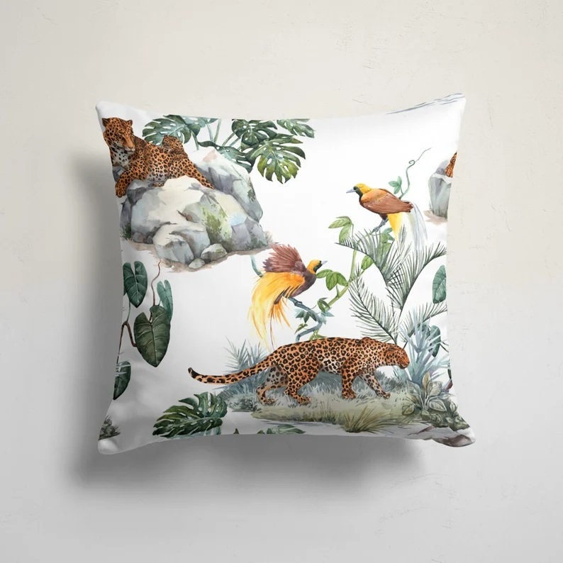 Leopard Pillow Cover, African Animal Pillow, Tiger Pillow, Jungle Decorative Pillow, Panthers Pillow, Cheetah Pillow
