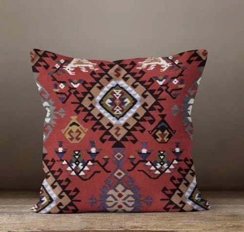 Rug Pillow Cover, Ethnic Pillow Cover, Boho Pillow, Southwestern Pillowcase, Decorative Pillow, Bohemian Pillow, Kilim Cushion Cover