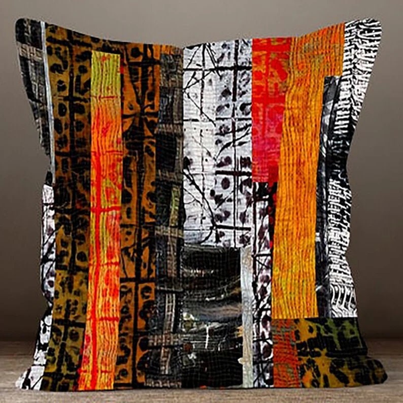 Abstract Pillow Cover, Boho Pillow Cover, Colorful Decorative Pillow Case, Bright Throw Pillows, Modern Art Pillows, Housewarming Gift