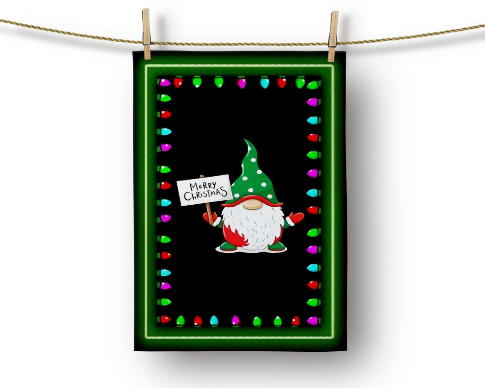 Christmas Tea Towel,  Christmas Gnomes Tea Towel, Xmas Tea Towel, Xmas Kitchen Towel Decor, Decorative Joy Winter Tea Towel