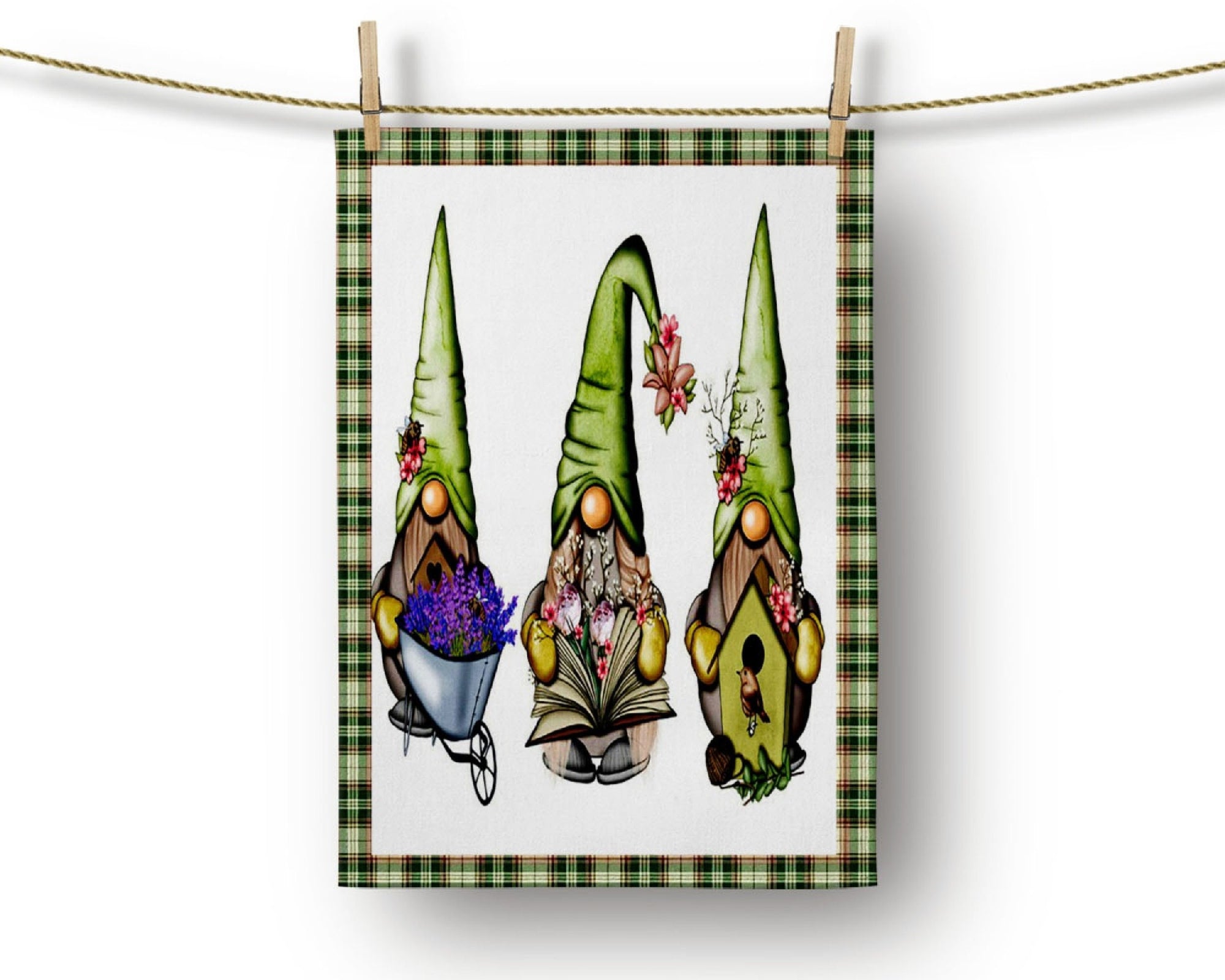 Christmas Tea Towel,  Christmas Gnomes Tea Towel, Xmas Tea Towel, Xmas Kitchen Towel Decor, Decorative Joy Winter Tea Towel