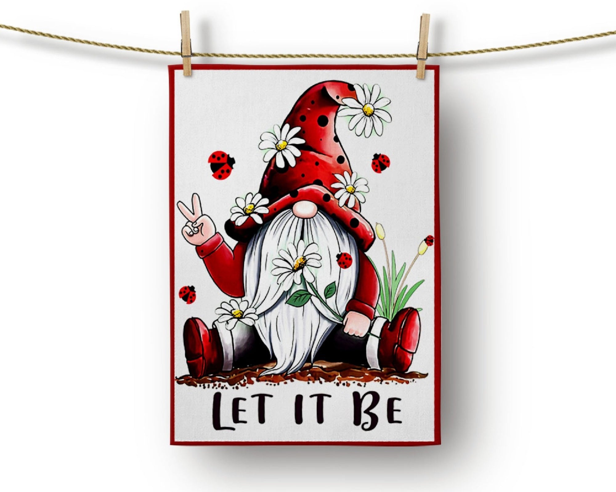 Christmas Tea Towel,  Christmas Gnomes Tea Towel, Xmas Tea Towel, Xmas Kitchen Towel Decor, Decorative Joy Winter Tea Towel