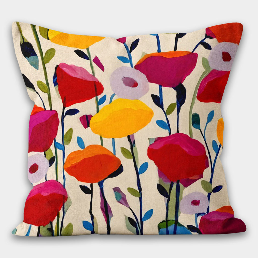 Floral Pillow Cover, Boho Flowers Pillow Cover, Floral Pillow Home Decor, Summer Trend Cushion, Decorative Pillow Case, Digital Print Pillow
