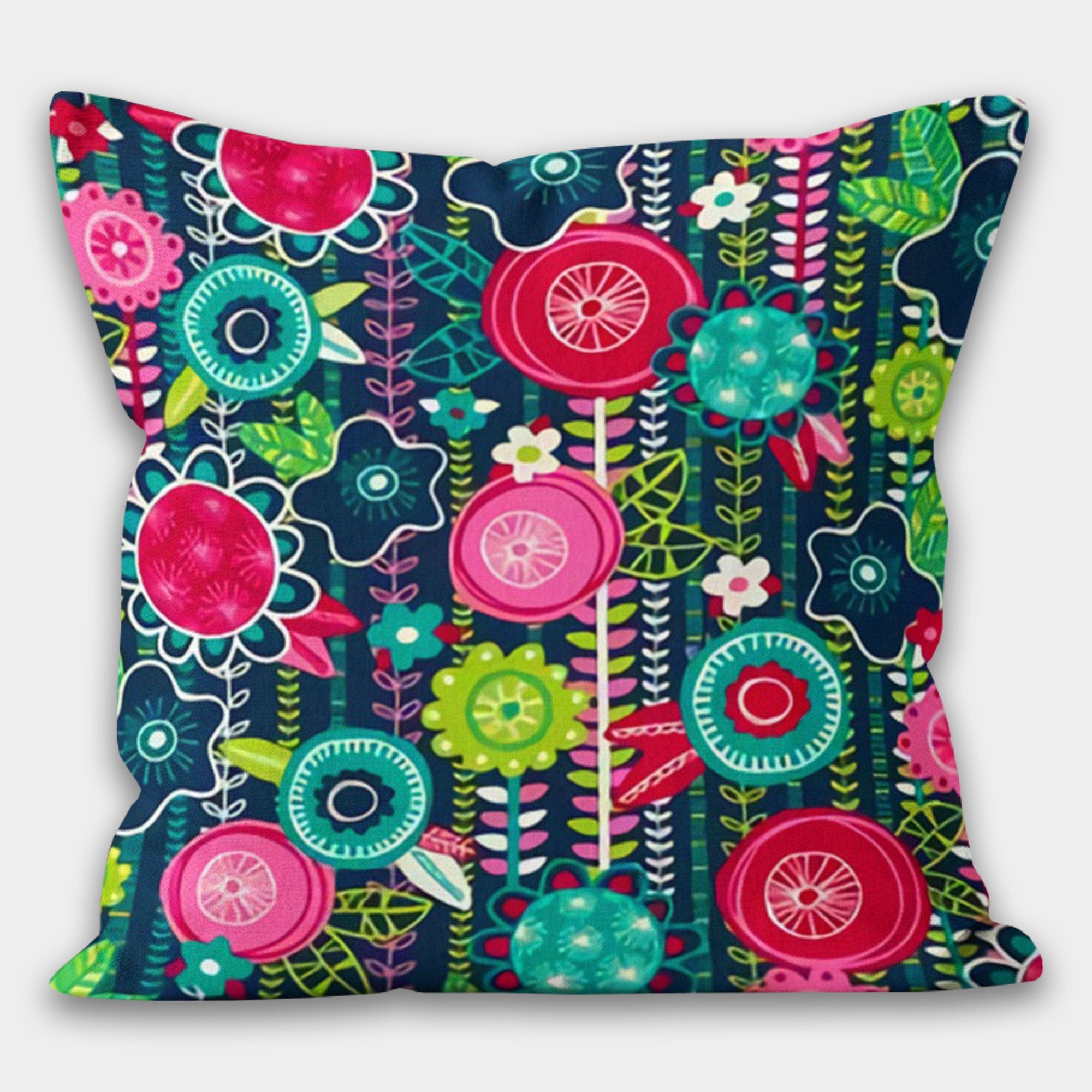 Floral Pillow Cover, Boho Flowers Pillow Cover, Floral Pillow Home Decor, Summer Trend Cushion, Decorative Pillow Case, Digital Print Pillow