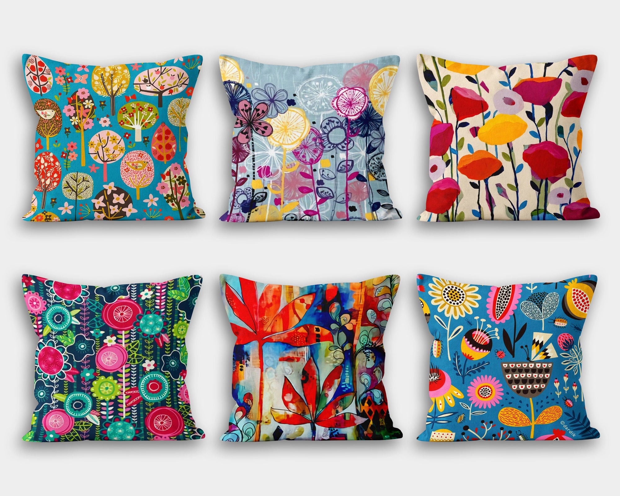 Floral Pillow Cover, Boho Flowers Pillow Cover, Floral Pillow Home Decor, Summer Trend Cushion, Decorative Pillow Case, Digital Print Pillow