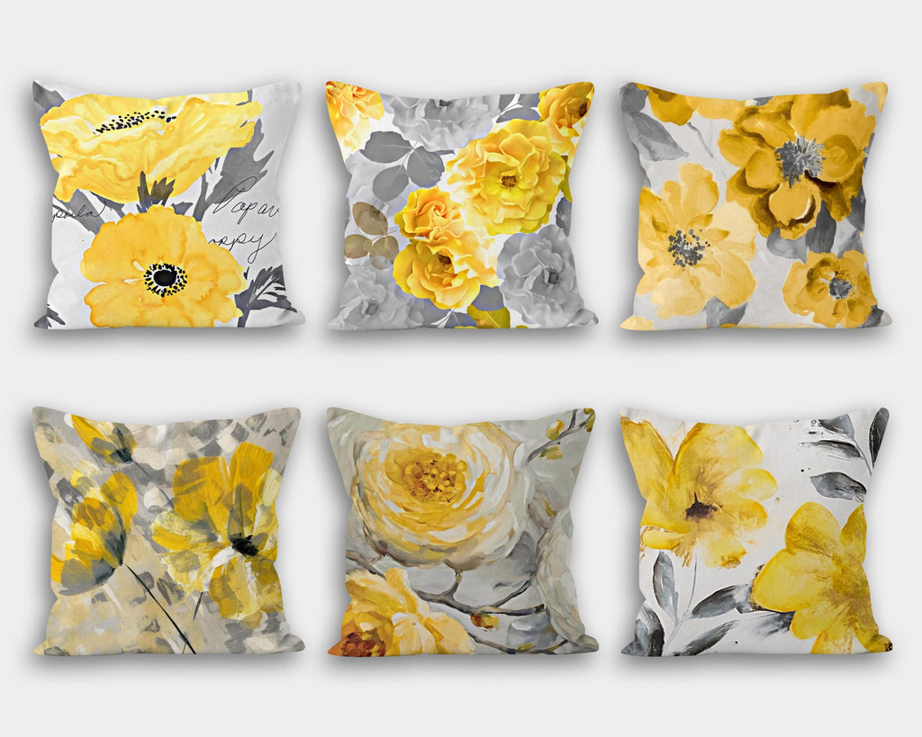 Yellow Flower Pillow Covers, Flower Cushion, Summer Pillow Covers, Summer Trend, Decorative Couch Pillow, Flower Home Decor, Yellow Cushion