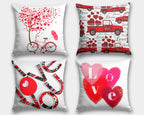 Valentine's Day Throw Pillows, Valentine's Day Pillowcase, Red Heart Pillow, Love Bicycle Decor, Wedding Gift, Valentine's Pillow Cover