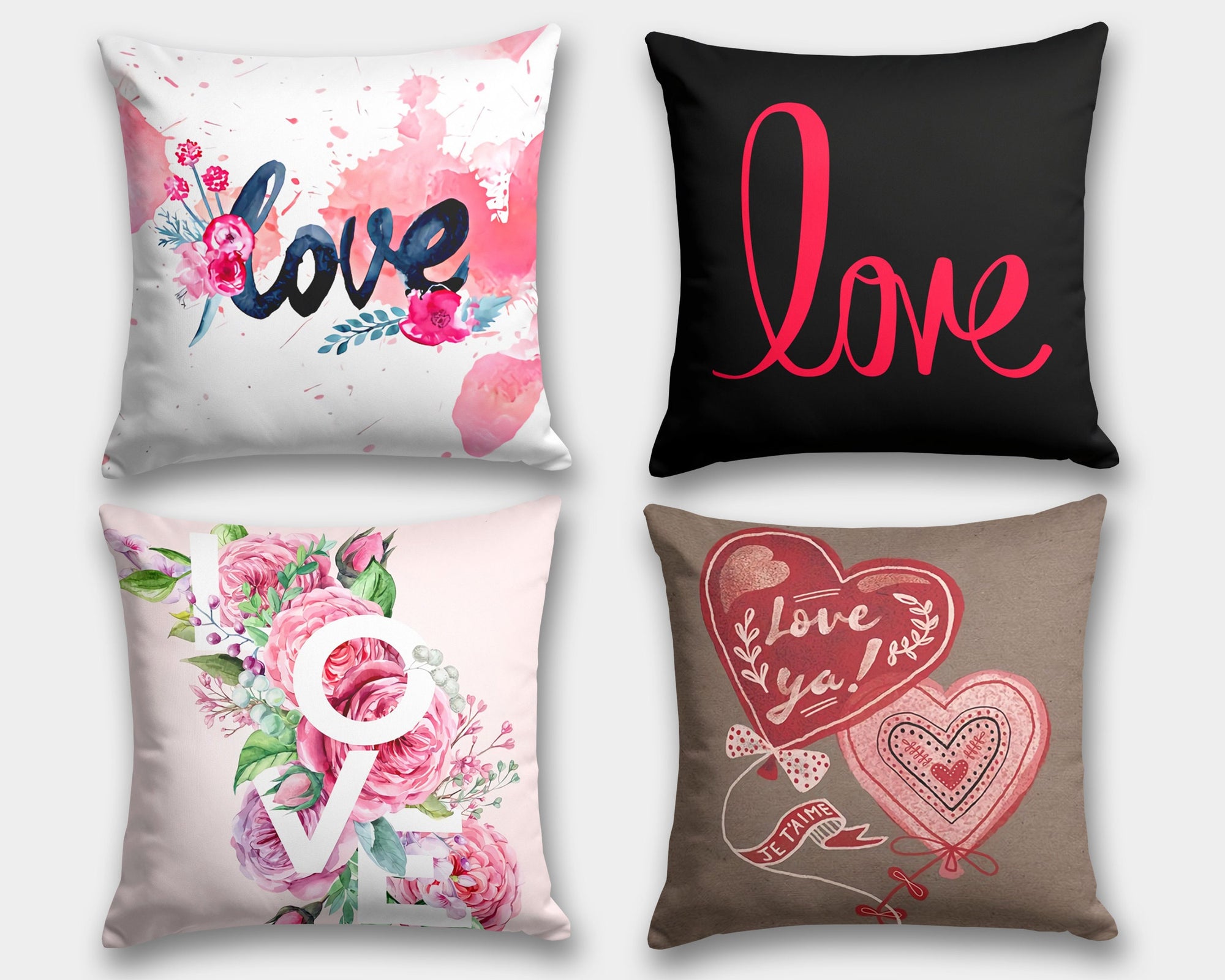 Valentine's Day Pillowcase, Pink Rose Pillow Case, Valentine's Day Throw Pillow, Red Heart Pillow, Love Home Decor, Valentine's Pillow Cover