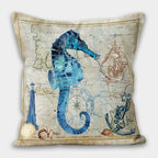 Nautical Pillow Cover, Blue Star Fish Pillow, Seashell Pillow, Sea Life Home Decoration, Nautical Cushion, Nautical Decor, Beach Mini Pillow