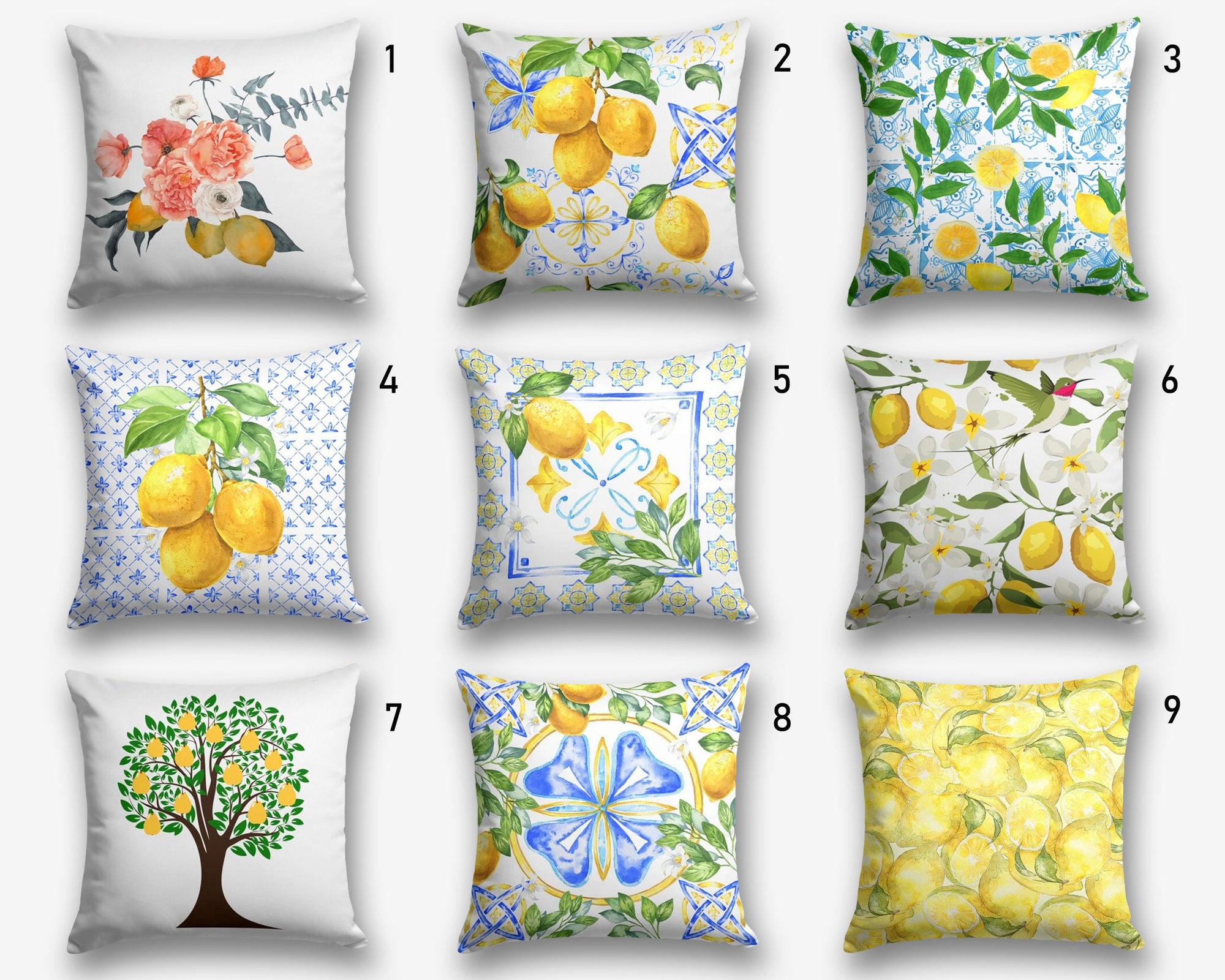 Lemon Pillow Covers, Lemon Fruit Cushion Pillow, Outdoor Lemon Pillows, Floral Summer Pillow, Lemon Kitchen Decor, Lemons Home Decor