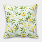 Yellow Lemon Pillow Covers, Lemon Pillow Case, Floral Summer Pillow, Lemon Kitchen Pillow Decor, Outdoor Lemon Pillows, Lemons Home Decor