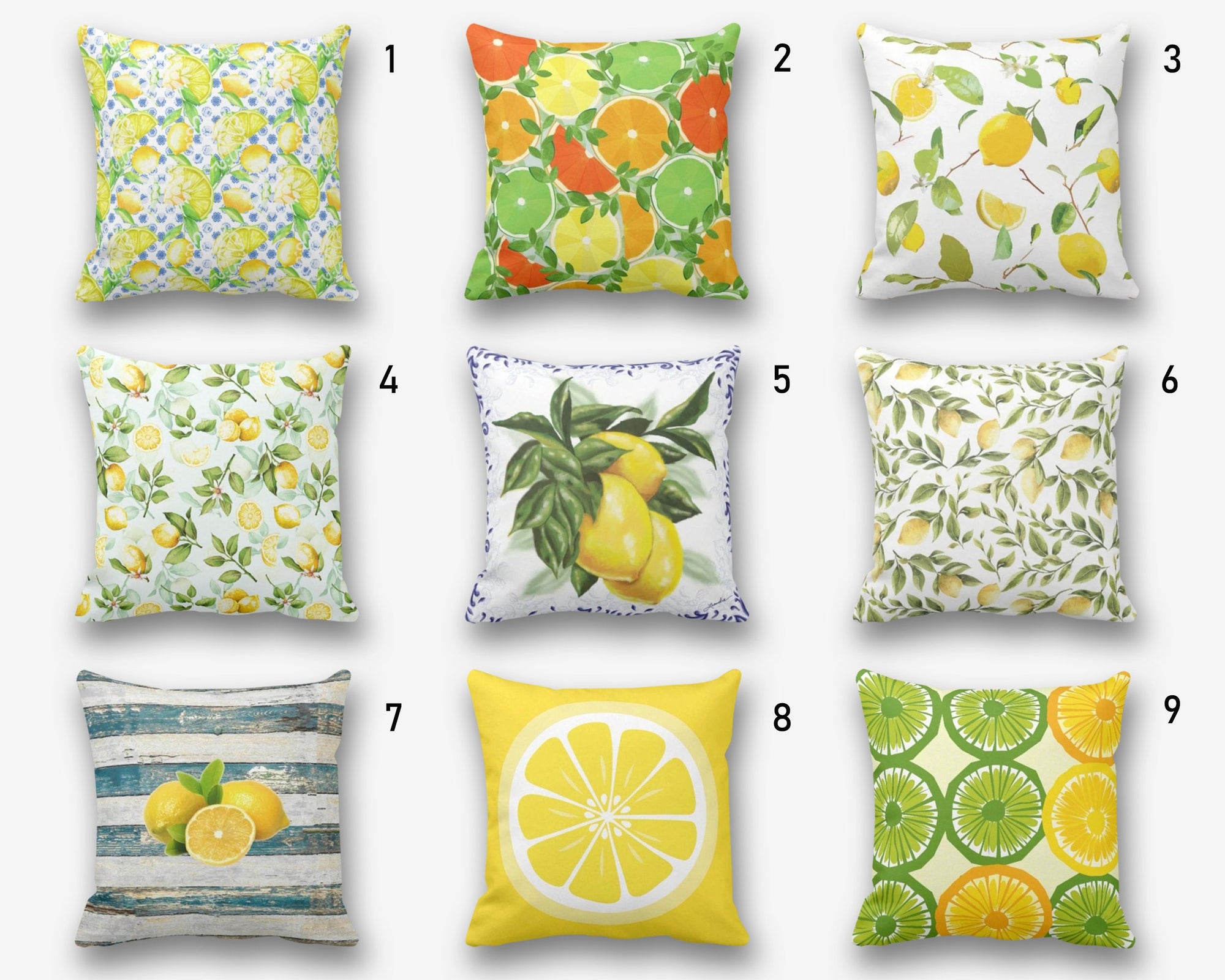 Yellow Lemon Pillow Covers, Lemon Pillow Case, Floral Summer Pillow, Lemon Kitchen Pillow Decor, Outdoor Lemon Pillows, Lemons Home Decor