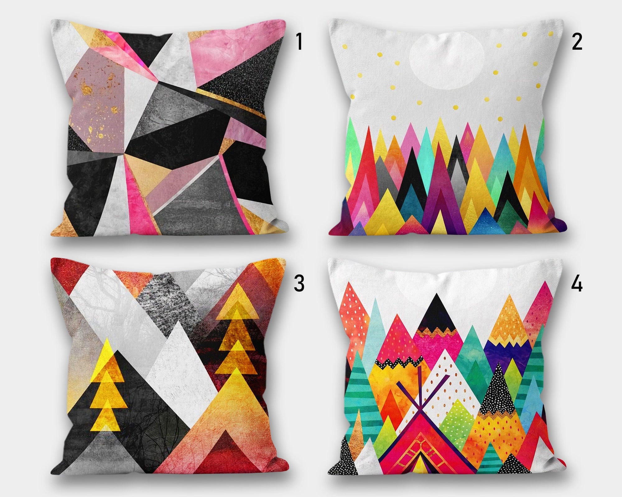 Geometric Abstract Pillow Case, Boho Abstract Pillow Case, Colourful Abstract Art Pillows, Geometric Cushion Cover, Decorative Pillow Covers
