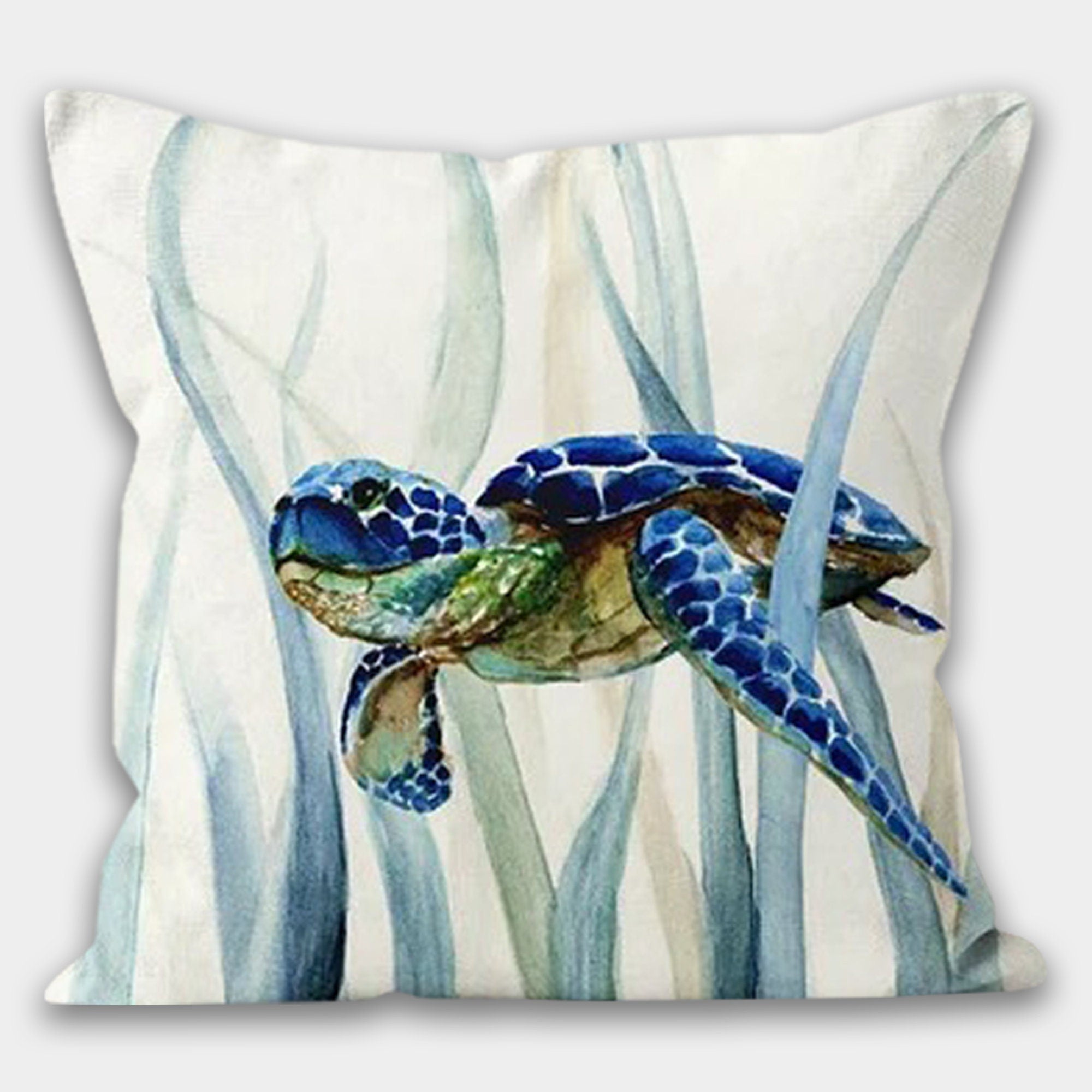 Nautical Pillowcase, Sea Turtle Pillow Cover, Sea Life Pillow, Seaside Decor Pillow, Nautical Cushions, Coastal Throw Pillow, Nautical Decor
