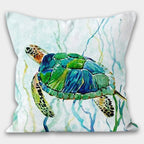 Nautical Pillowcase, Sea Turtle Pillow Cover, Sea Life Pillow, Seaside Decor Pillow, Nautical Cushions, Coastal Throw Pillow, Nautical Decor