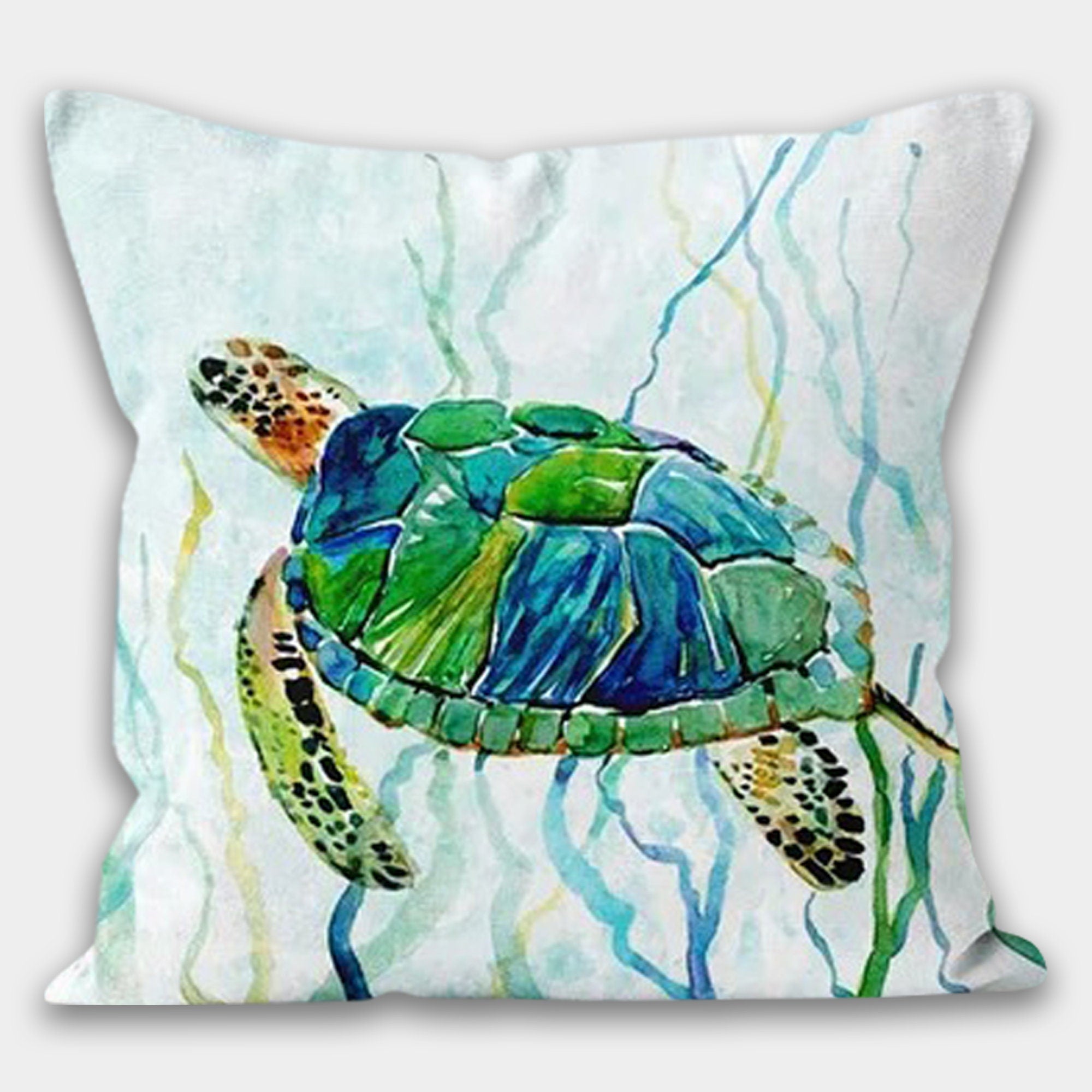Nautical Pillowcase, Sea Turtle Pillow Cover, Sea Life Pillow, Seaside Decor Pillow, Nautical Cushions, Coastal Throw Pillow, Nautical Decor