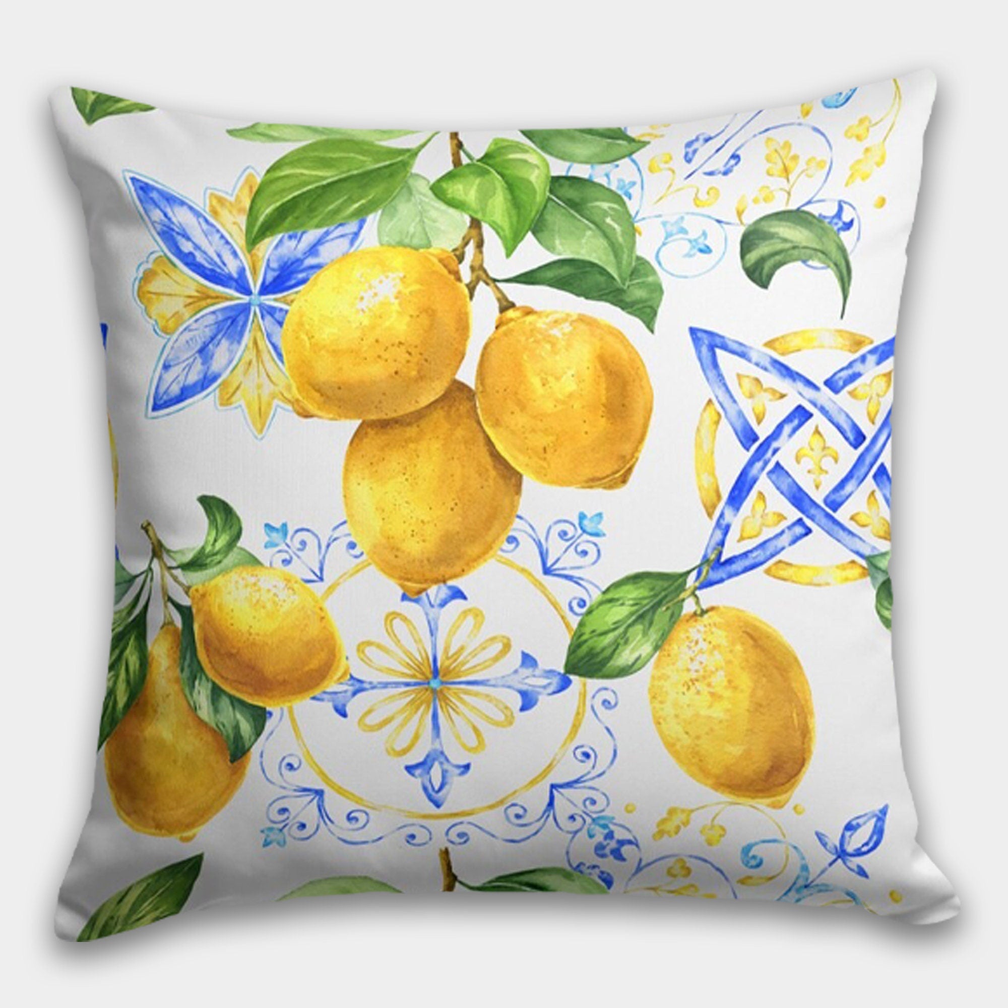 Lemon Pillow Covers, Lemon Fruit Cushion Pillow, Outdoor Lemon Pillows, Floral Summer Pillow, Lemon Kitchen Decor, Lemons Home Decor