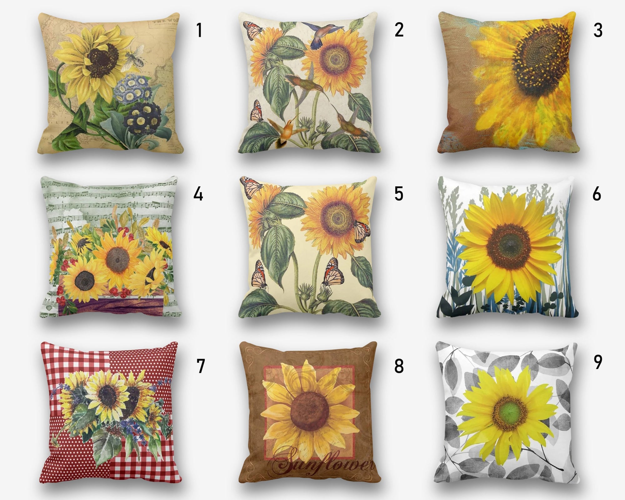 Sunflowers Pillow Covers, Yellow Sunflowers Pillow, Sunflowers Cushion, Yellow Pillow Covers 16x16 18x18 20x20 24x24, Floral Pillow