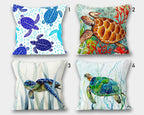 Nautical Pillowcase, Sea Turtle Pillow Cover, Sea Life Pillow, Seaside Decor Pillow, Nautical Cushions, Coastal Throw Pillow, Nautical Decor