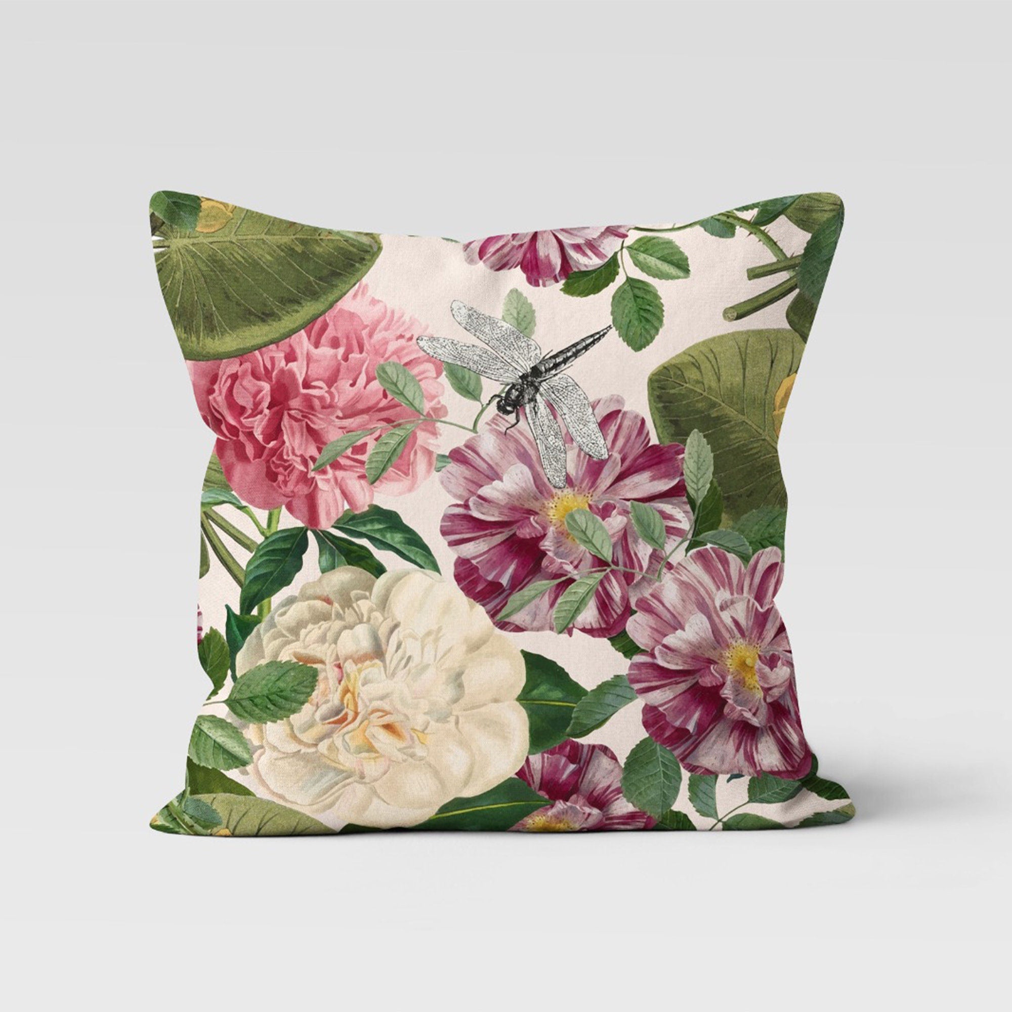 Pink Floral Pillow Cover, Floral Pillow Case, Summer Trend Flowers Cushion, Pastel Floral  Pillow Case, Floral Digital Print Cushion Cover