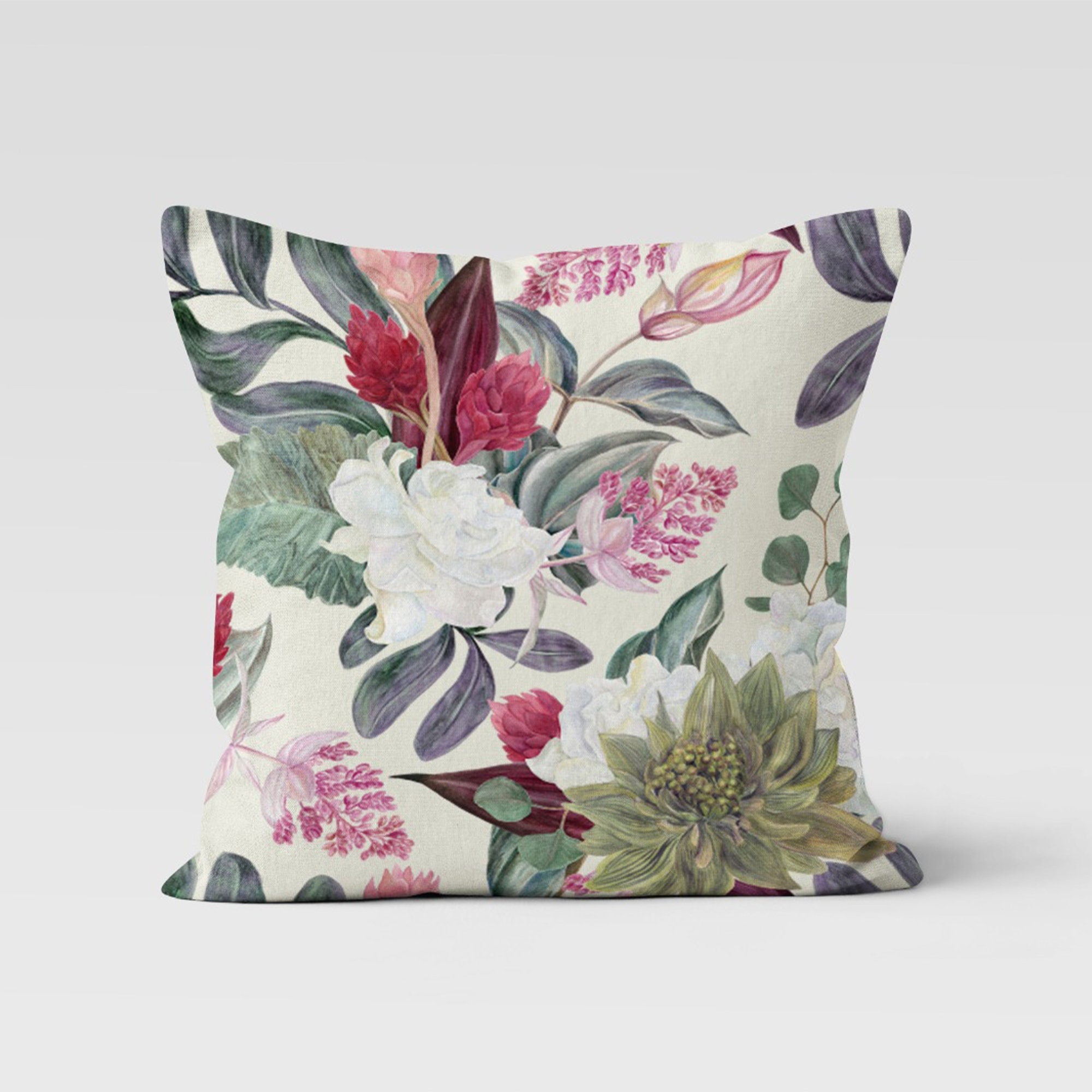 Pink Floral Pillow Cover, Floral Pillow Case, Summer Trend Flowers Cushion, Pastel Floral  Pillow Case, Floral Digital Print Cushion Cover