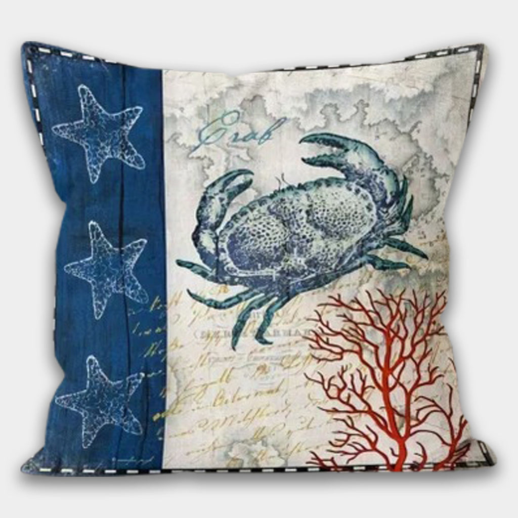 Nautical Pillow Cover, Sea Turtle Pillow Covers, Nautical Cushion Covers, Ocean Pillowcase, Coastal Pillow Covers, Sea Life Pillow Cover