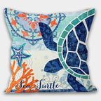 Nautical Pillow Cover, Sea Turtle Pillow Covers, Nautical Cushion Covers, Ocean Pillowcase, Coastal Pillow Covers, Sea Life Pillow Cover