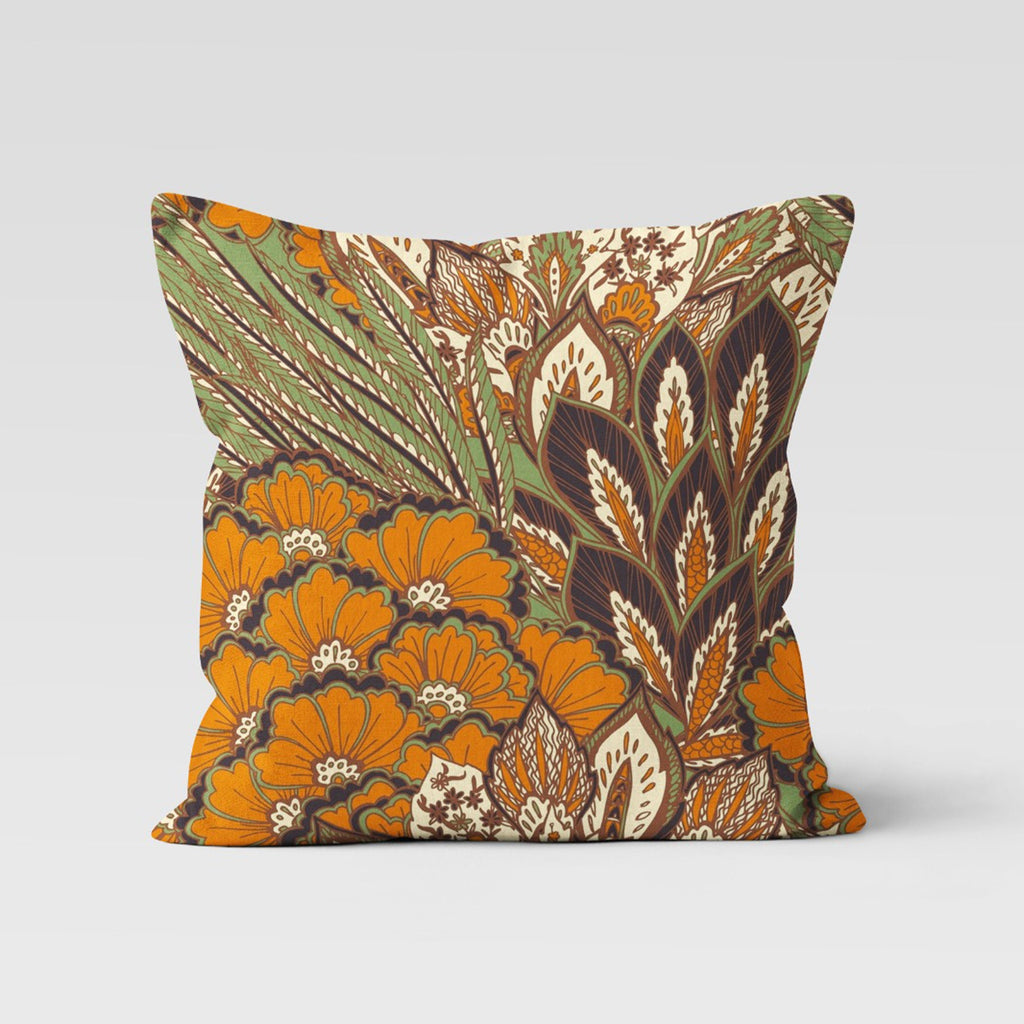 Boho Mustard Floral Cushion Cover, Autumn Leaves Pillow Cover, Bohemian Fall Leaf Pillow Case, Mustard Cushion Cover, Floral Pillow