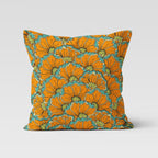 Boho Mustard Floral Cushion Cover, Autumn Leaves Pillow Cover, Bohemian Fall Leaf Pillow Case, Mustard Cushion Cover, Floral Pillow
