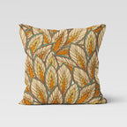Boho Mustard Floral Cushion Cover, Autumn Leaves Pillow Cover, Bohemian Fall Leaf Pillow Case, Mustard Cushion Cover, Floral Pillow