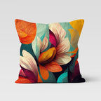 Boho Flowers Pillow Cover, Abstract Flower Pillowcase, Boho Decorative Trend Cushion, Decorative Pillow Case, Digital Print Pillow Cover