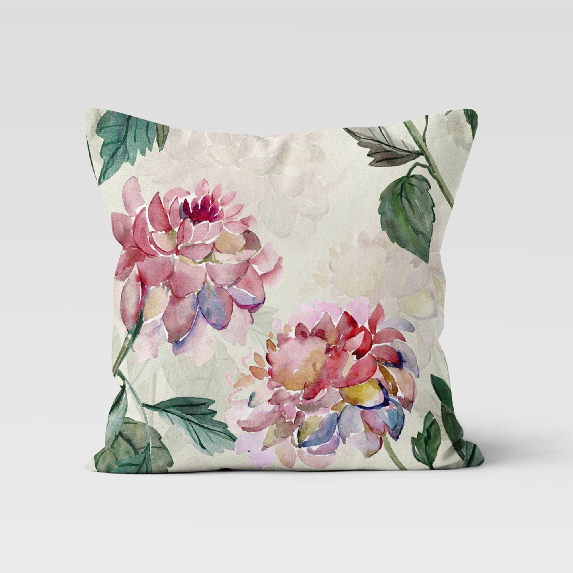 Pink Floral Pillow Cover, Floral Pillow Case, Summer Trend Flowers Cushion, Pastel Floral  Pillow Case, Floral Digital Print Cushion Cover