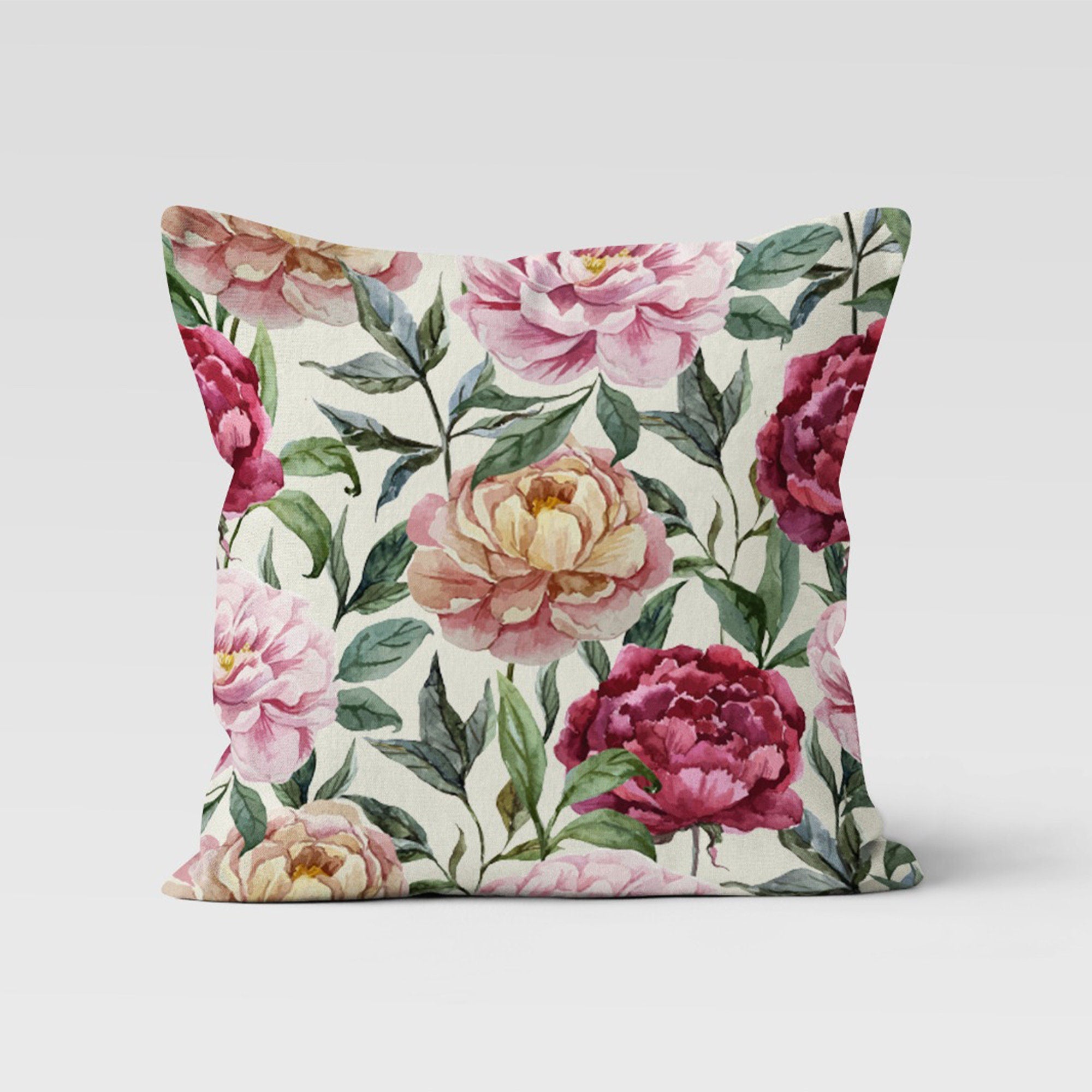 Pink Floral Pillow Cover, Floral Pillow Case, Summer Trend Flowers Cushion, Pastel Floral  Pillow Case, Floral Digital Print Cushion Cover