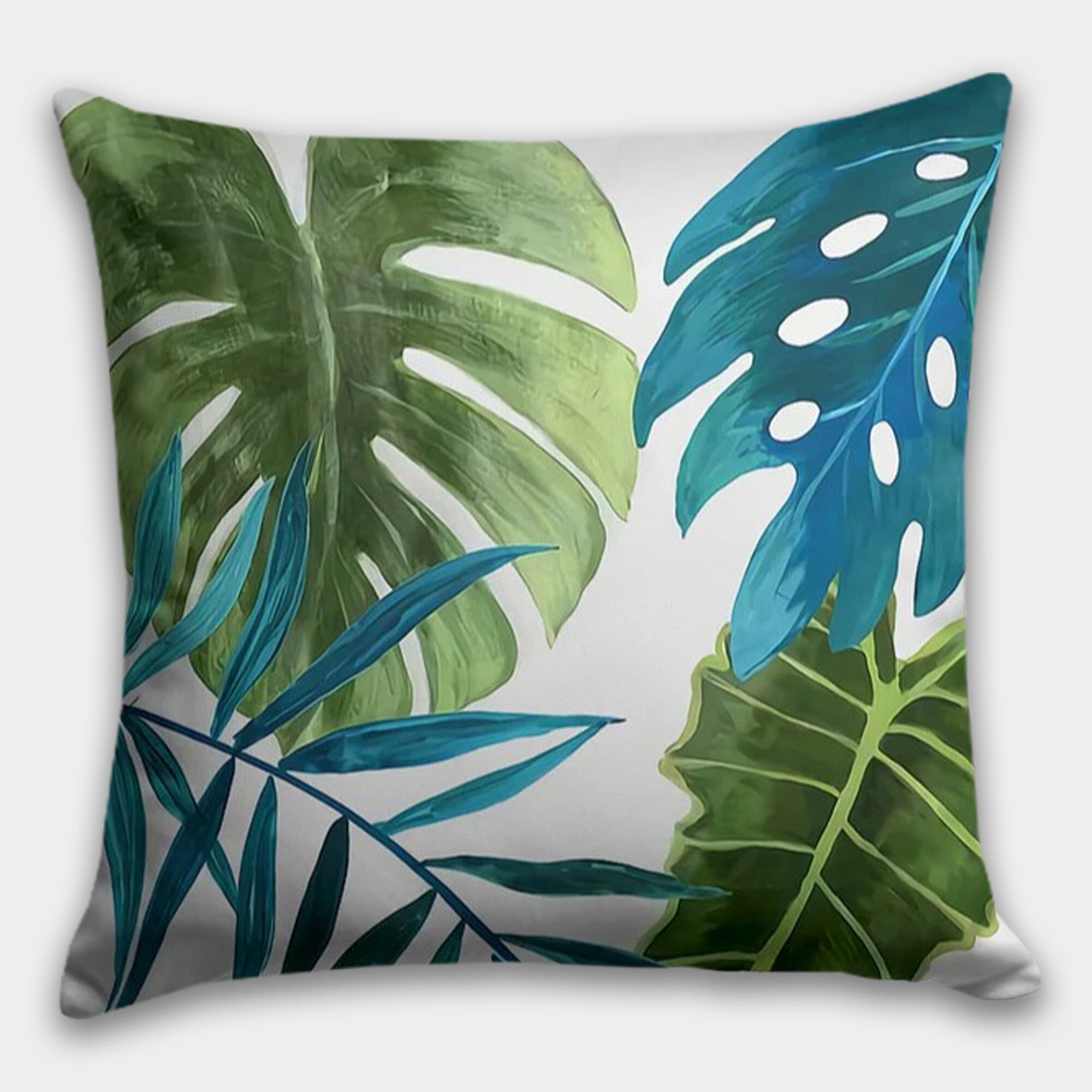 Tropical Leaves Pillow Cover, Green Leaves Pillow Cover, Botanical Cushion Cover, Giant Leaves Cushion Cover, Green Botanical Pillow Cases