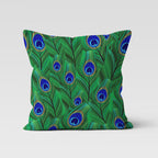 Peacock Pillow Cover, Peacock Cushion Cover, Green Blue Peacock Tail Throw Pillow, Peacock Feather Pillowcase, Decorative Throw Pillow
