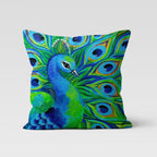 Peacock Pillow Cover, Peacock Cushion Cover, Green Blue Peacock Tail Throw Pillow, Peacock Feather Pillowcase, Decorative Throw Pillow