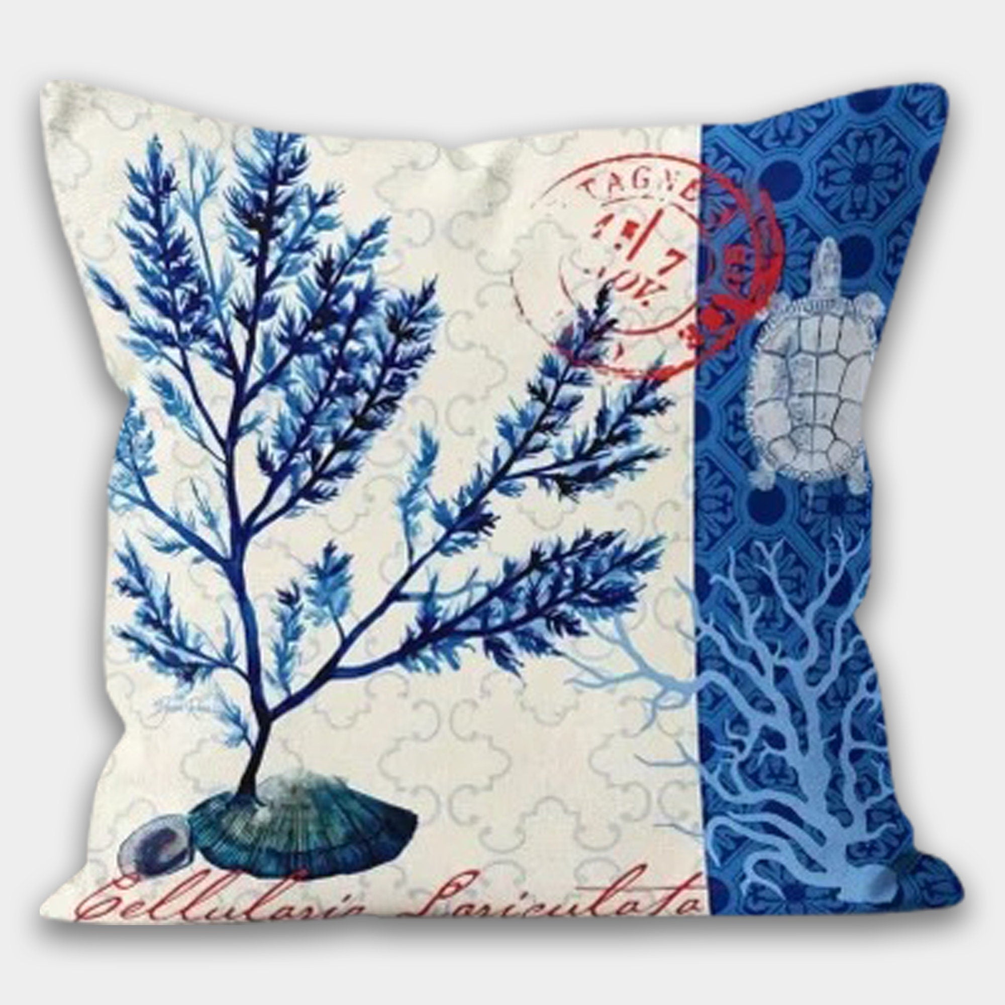 Nautical Pillow Cover, Sea Turtle Pillow Covers, Nautical Cushion Covers, Ocean Pillowcase, Coastal Pillow Covers, Sea Life Pillow Cover
