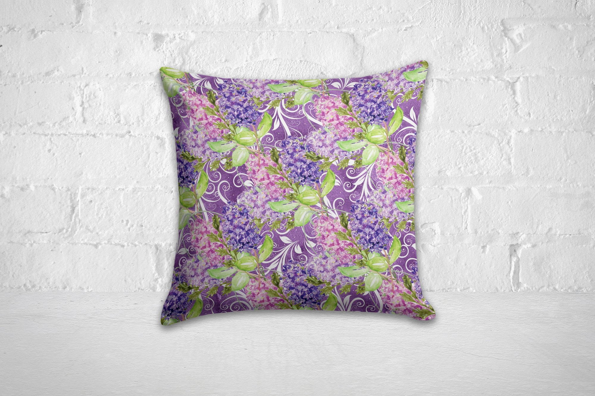 Purple Floral Pillow Cover, Lilac Floral Cushion Cover, Summer Trend Floral Cushion Covers, Decorative Pillow Case, Pink Floral Pillow