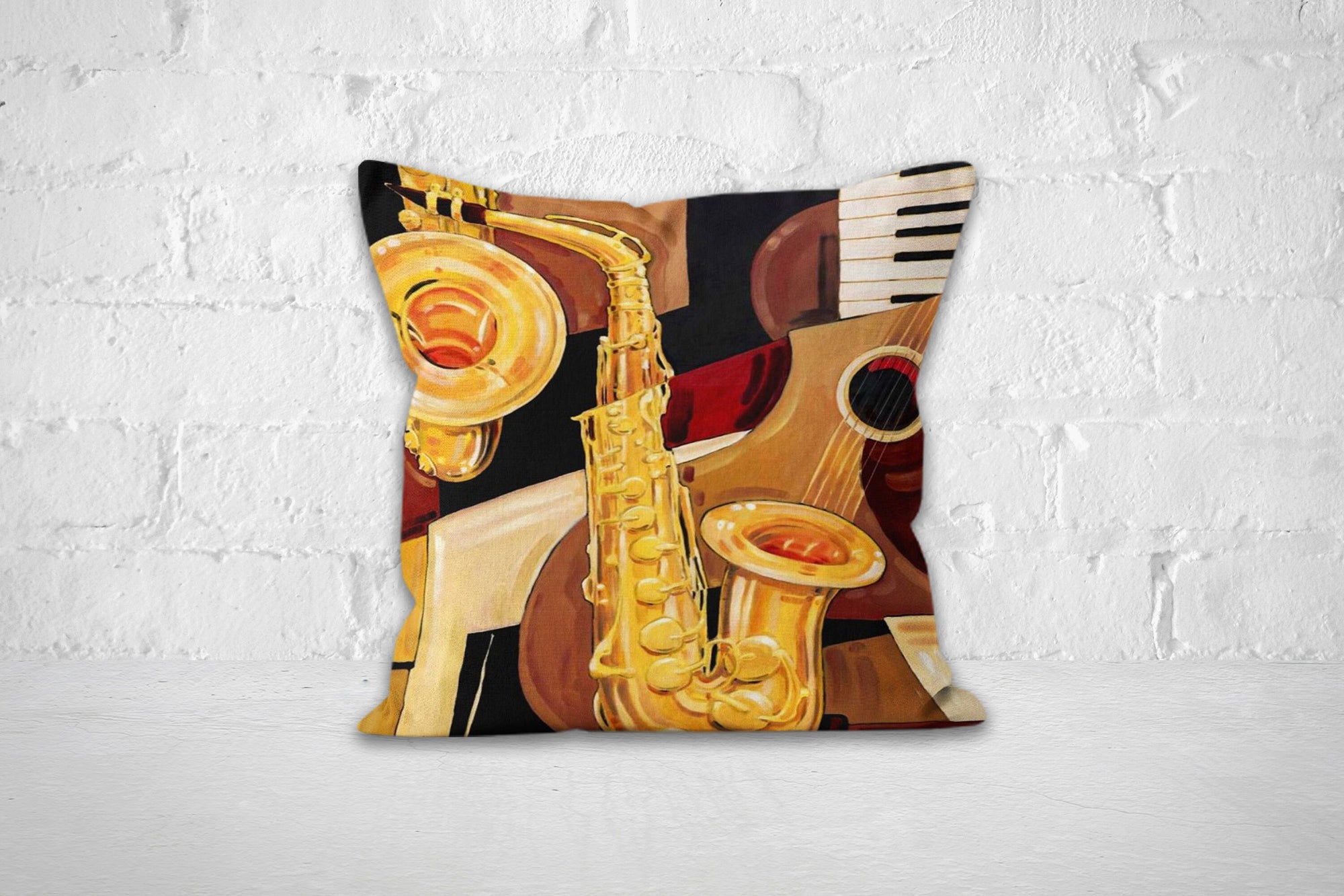 Musical Instruments Themed Pillow Case, Musical Instruments Pillow Cover, Music Pillow Cover, Instruments Cushion Cover, Musical Pillow Case