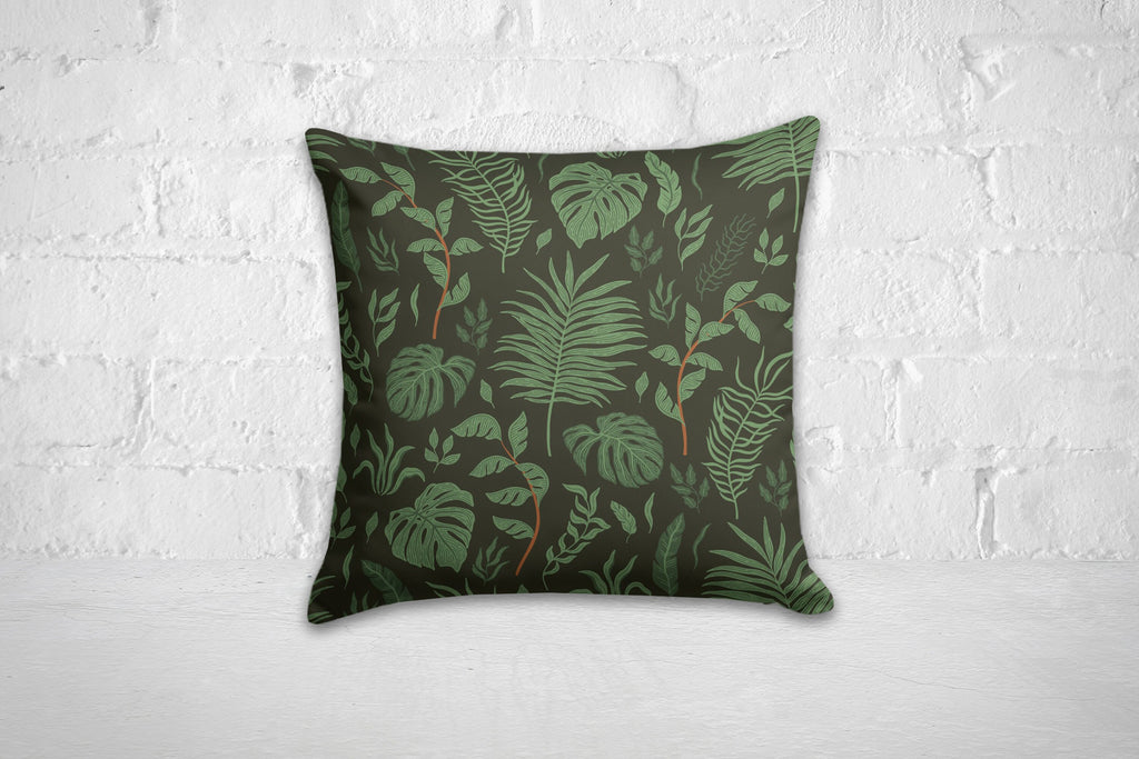 Tropical Jungle Style Pillow Cover, Tropical Animals Pillow Cover, Tropical Pillow Case, Green Leaves Pillow Case, Botanical Cushion Cover