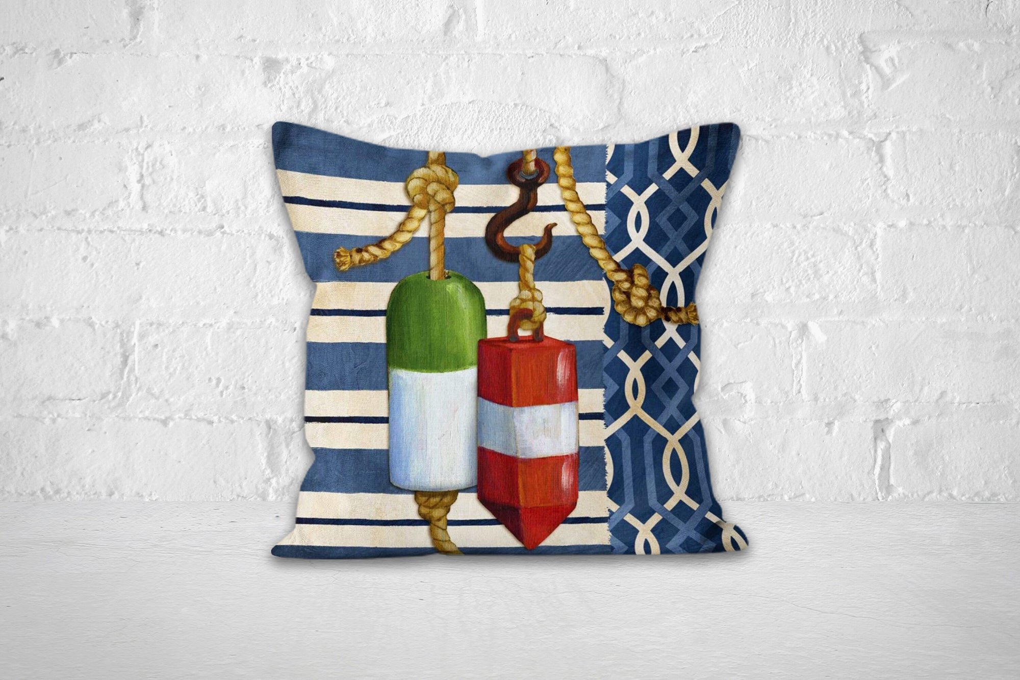 Nautical Pillow Cover, Anchor Cushion Cover, Nautical Themed Throw Pillow Cover, Ship Rudder Throw Pillow, Beach House Pillow, Summer Pillow
