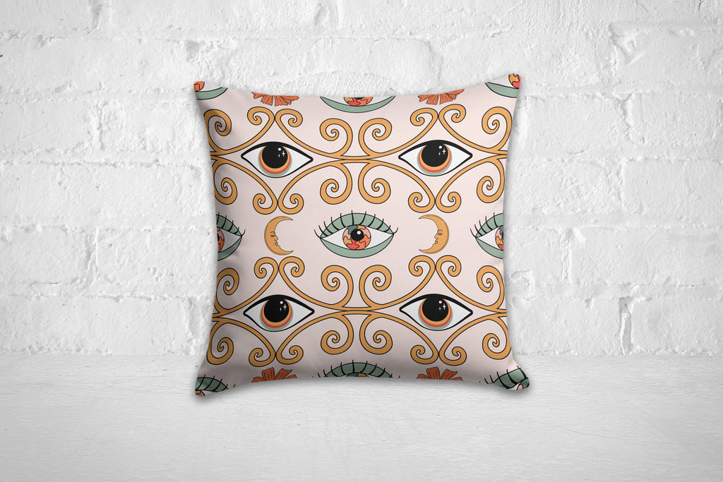 Boho Floral Pillow Cover, Bohemian Floral Cushion Cover, Butterfly Throw Pillow Cover, Spring Flowers Pillow Case, Decorative Pillow Case