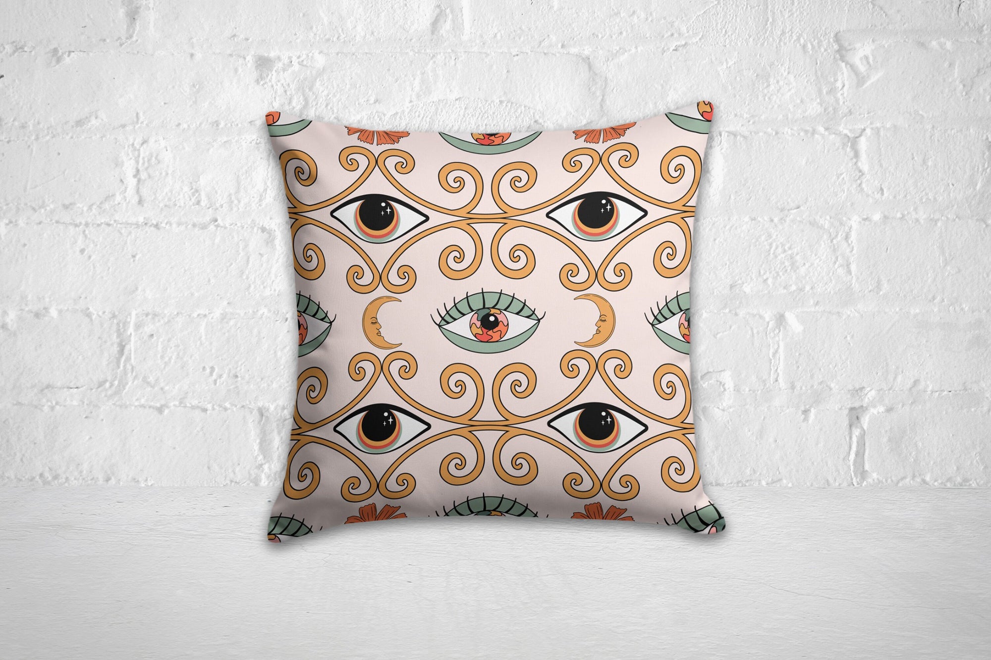 Boho Floral Pillow Cover, Bohemian Floral Cushion Cover, Butterfly Throw Pillow Cover, Spring Flowers Pillow Case, Decorative Pillow Case