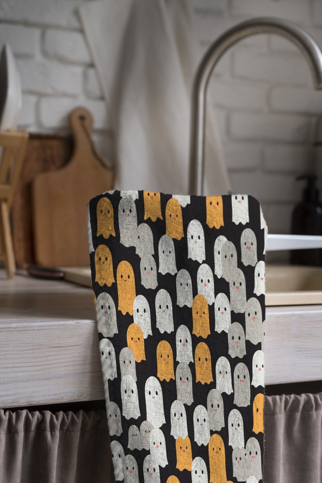 Halloween Tea Towels, Fun Halloween Black Hand Towel, Kitchen Hand Towel, Halloween Kitchen Tea Towel, Halloween Kitchen  Decor