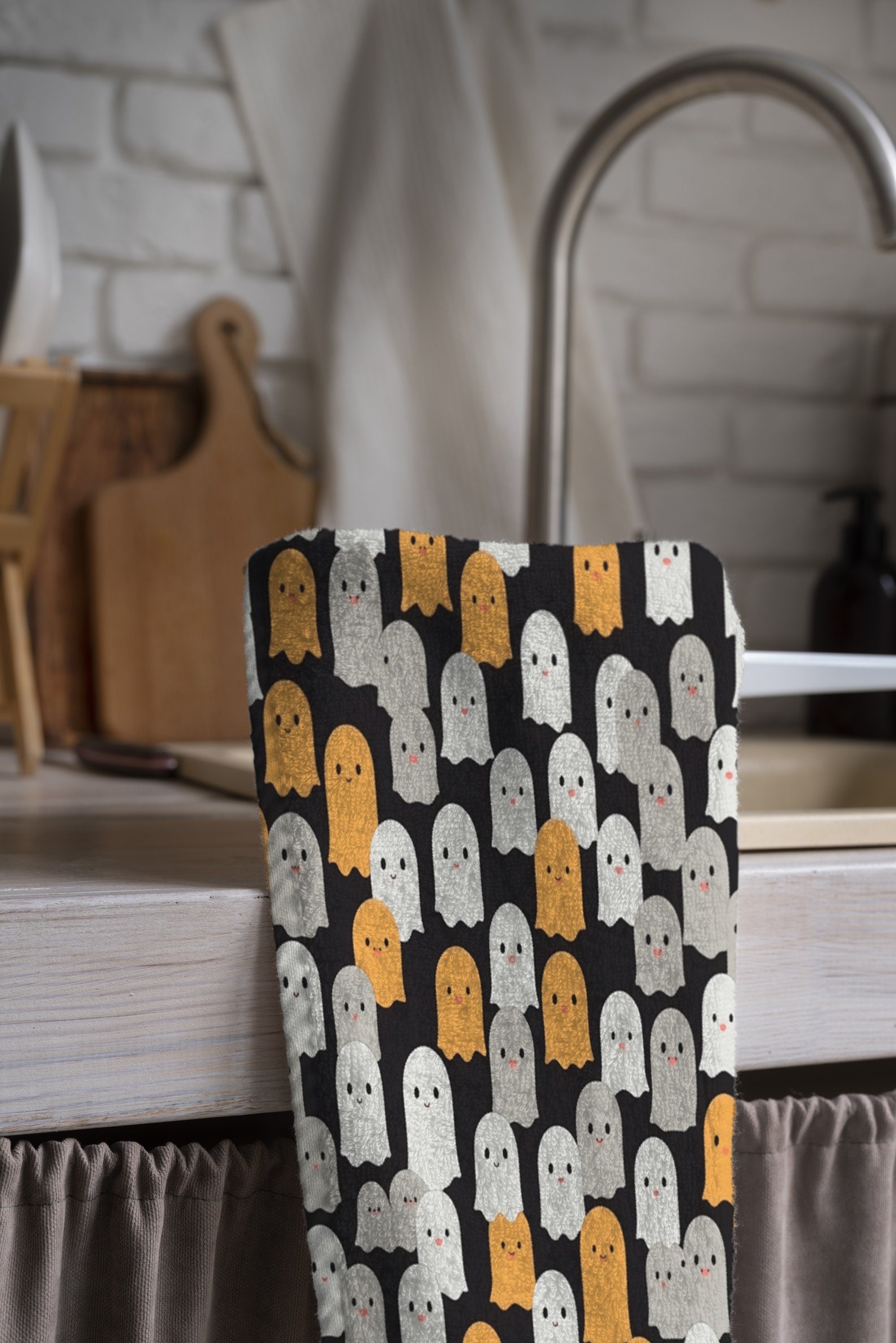 Halloween Tea Towels, Fun Halloween Black Hand Towel, Kitchen Hand Towel, Halloween Kitchen Tea Towel, Halloween Kitchen  Decor