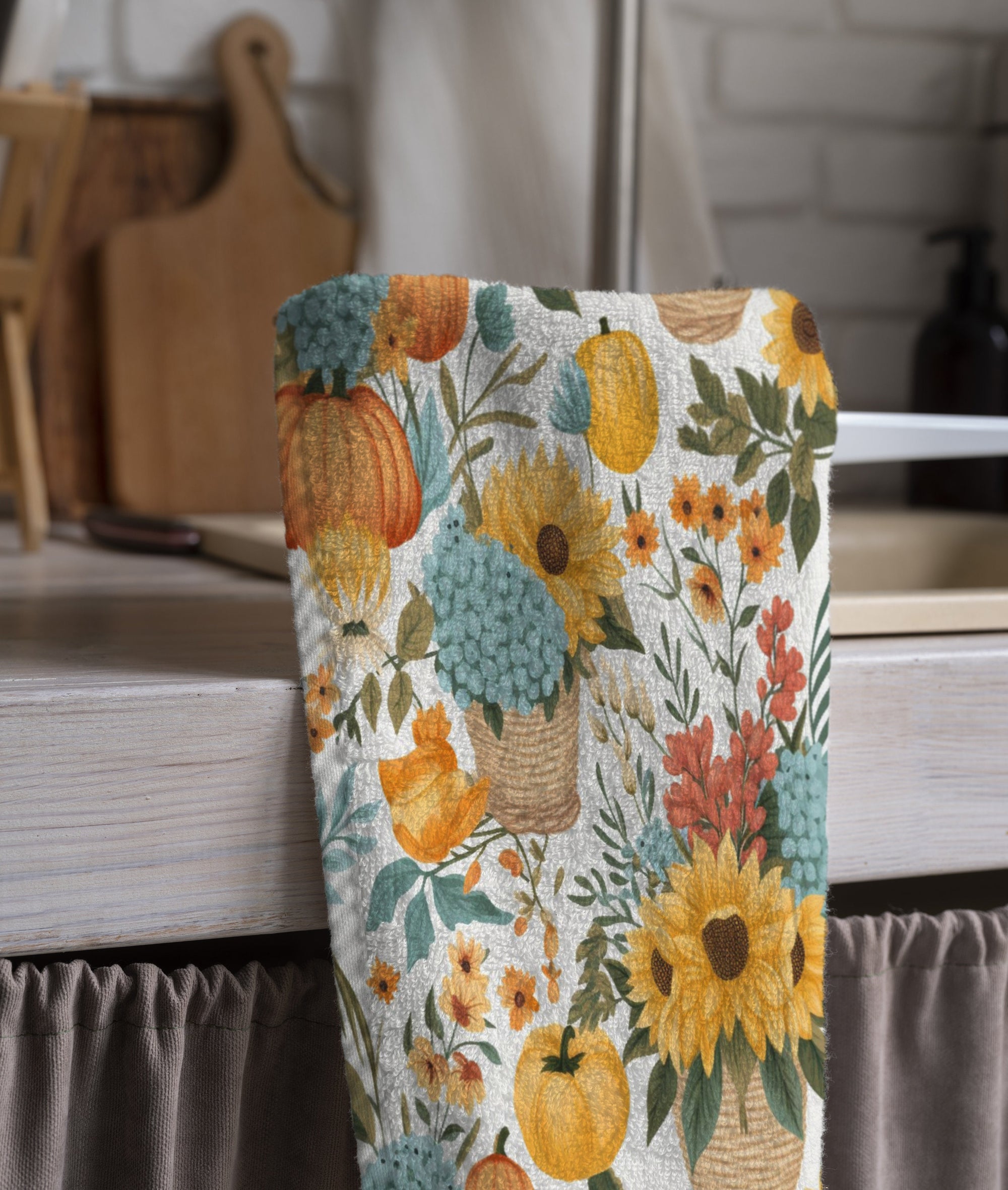 Autumn Leaves Tea Towels, Thanksgiving Tea Towels, Fall Tea Towels, Kitchen Hand Towel, Thanksgiving Kitchen Table Decor Tea Towel