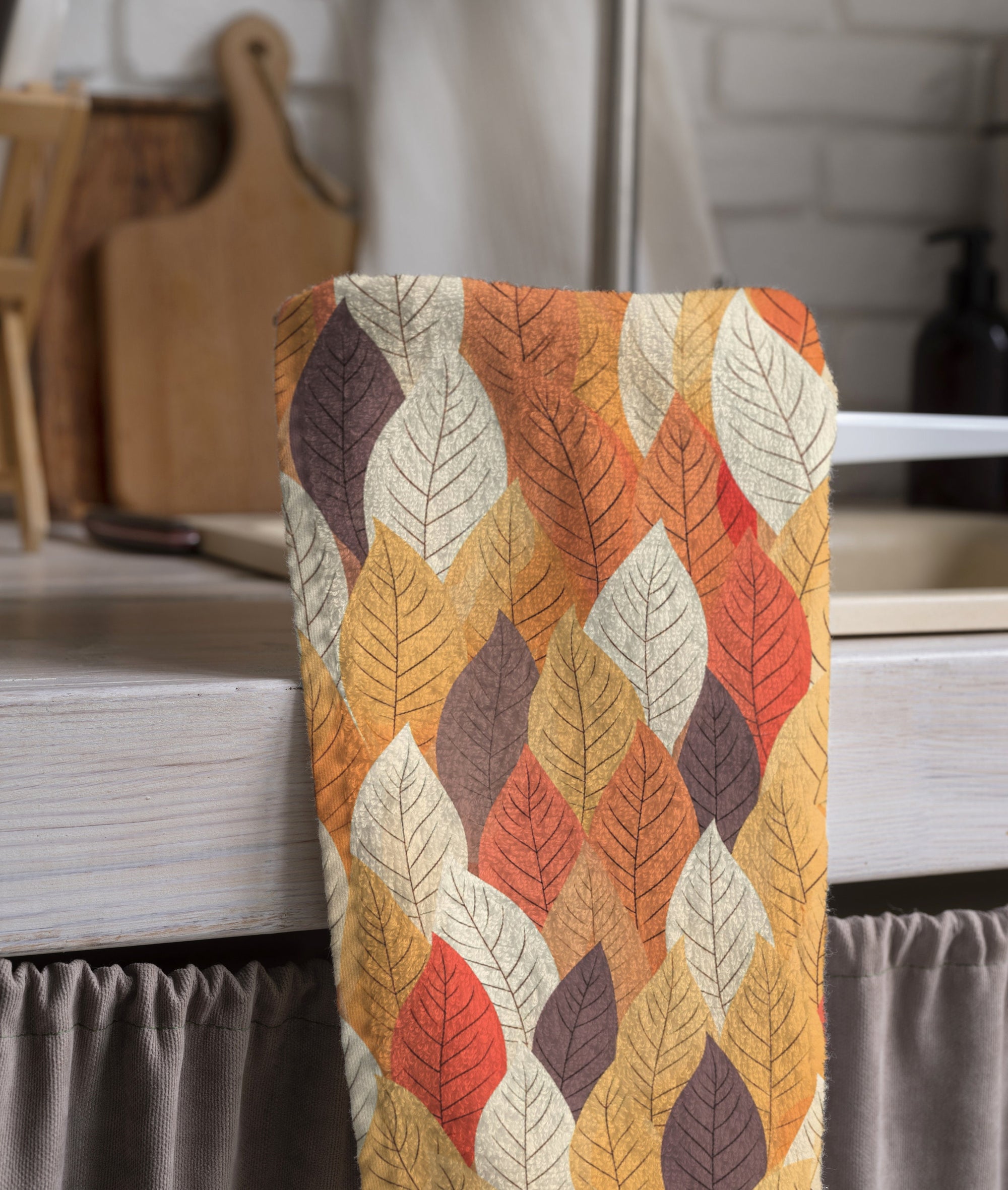 Autumn Leaves Tea Towels, Thanksgiving Tea Towels, Fall Tea Towels, Kitchen Hand Towel, Thanksgiving Kitchen Table Decor Tea Towel