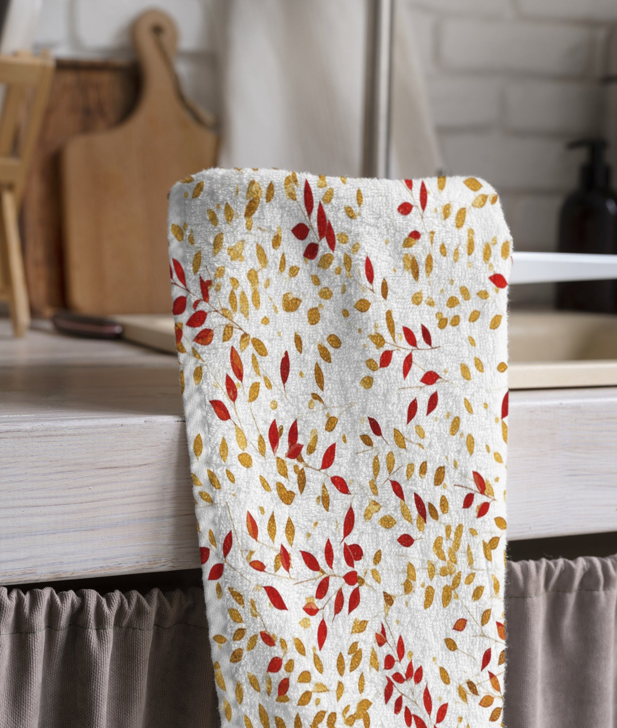 Autumn Leaves Tea Towels, Thanksgiving Tea Towels, Fall Tea Towels, Kitchen Hand Towel, Thanksgiving Kitchen Table Decor Tea Towel